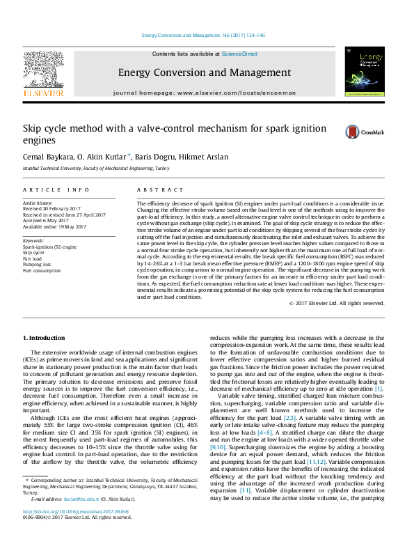 (PDF) Skip cycle method with a valve-control mechanism for spark ...