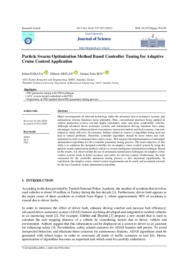 (PDF) Particle Swarm Optimization Method Based Controller Tuning for ...
