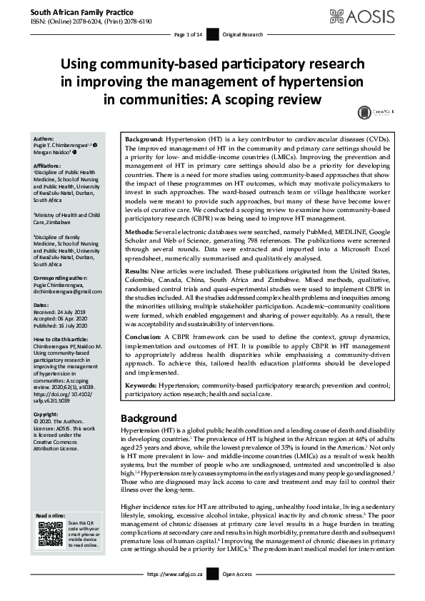 (PDF) Using community-based participatory research in improving the ...
