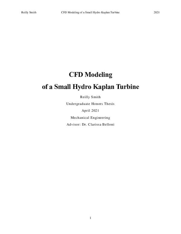 (PDF) CFD Modeling of a Small Hydro Kaplan Turbine