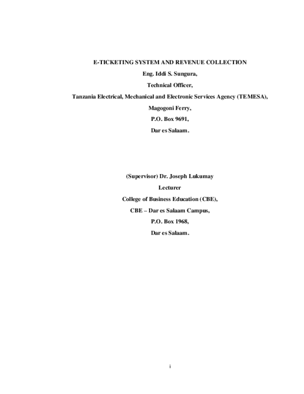 (PDF) Assessment of the Impacts of E-Ticketing System on the Revenue ...