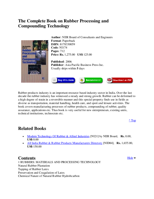 (PDF) The Complete Book on Rubber Processing and Compounding Technology