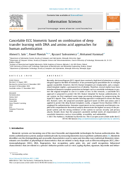 (PDF) Cancelable ECG biometric based on combination of deep transfer ...