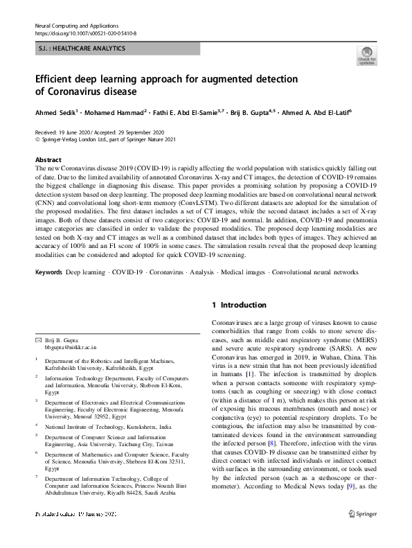 (PDF) Efficient deep learning approach for augmented detection of ...