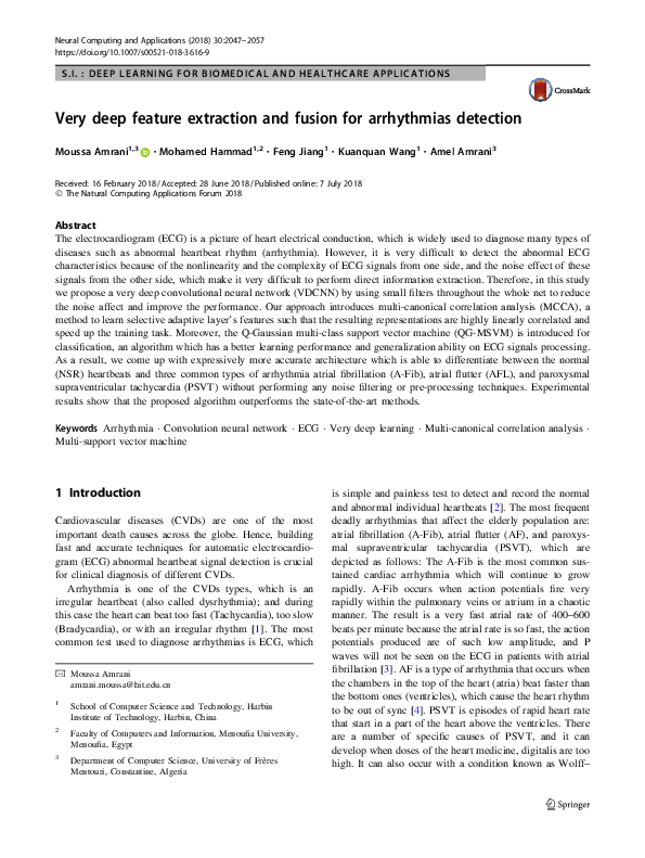 (PDF) Very deep feature extraction and fusion for arrhythmias detection