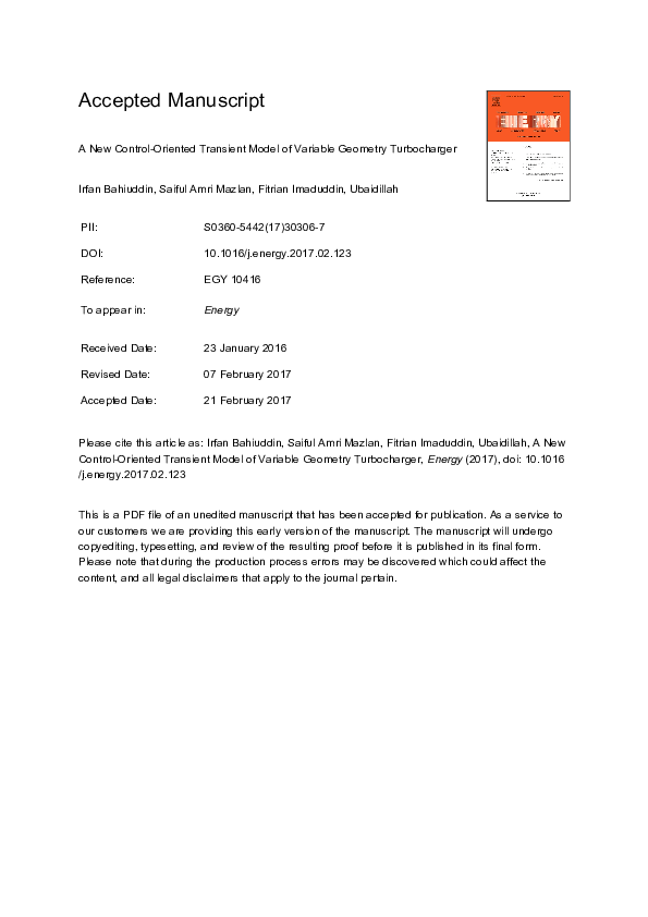  PDF A New Control Oriented Transient Model Of Variable Geometry 