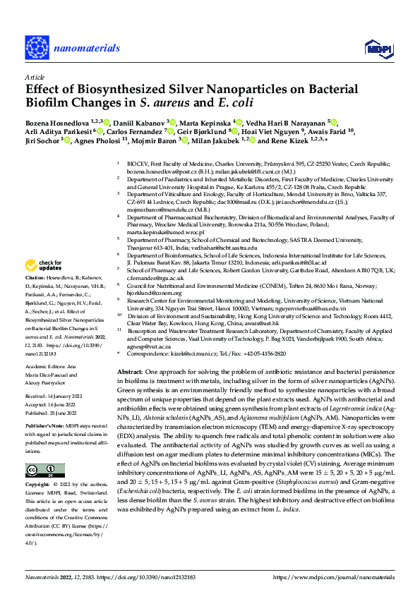 (PDF) Effect of Biosynthesized Silver Nanoparticles on Bacterial ...