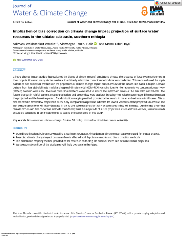 (PDF) Implication of bias correction on climate change impact ...