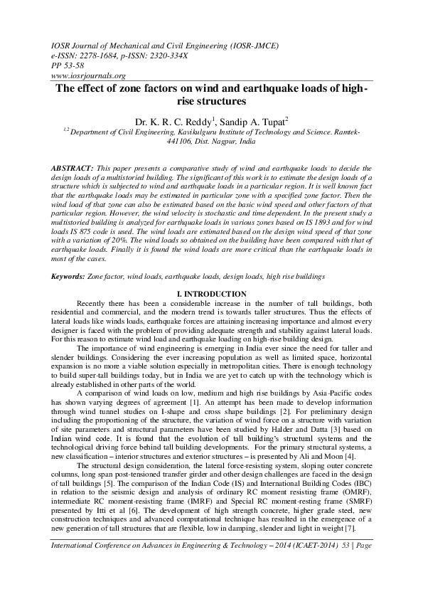 (PDF) The effect of zone factors on wind and earthquake loads of high ...