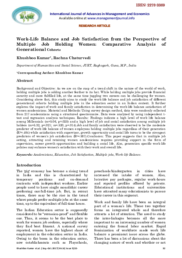 (PDF) Work-Life Balance and Job Satisfaction from the Perspective of ...