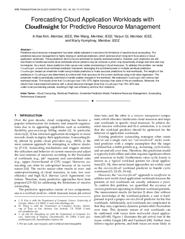 (PDF) Forecasting Cloud Application Workloads with CloudInsight for ...