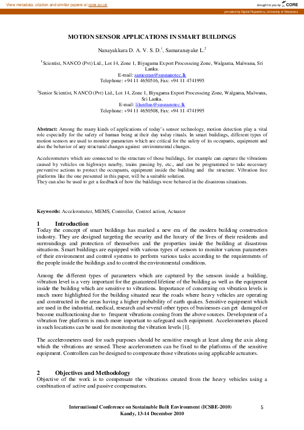 (PDF) Motion sensor applications in smart buildings