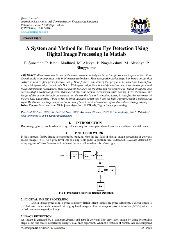 (PDF) A System and Method for Human Eye Detection Using Digital Image ...
