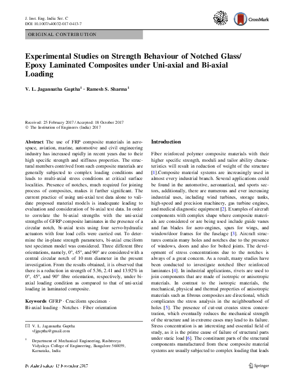 (PDF) Experimental Studies on Strength Behaviour of Notched Glass/Epoxy ...