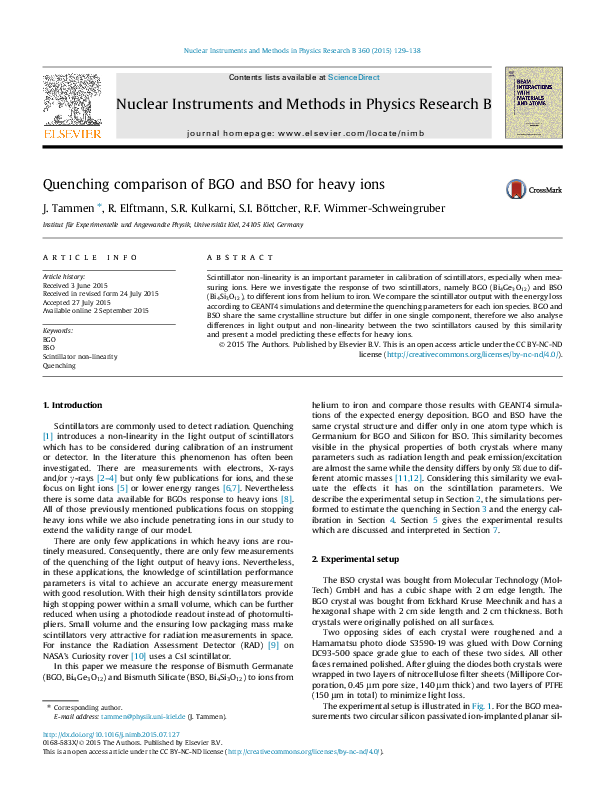 (PDF) Quenching comparison of BGO and BSO for heavy ions
