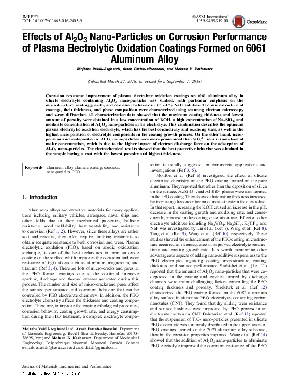 (PDF) Effects of Al2O3 Nano-Particles on Corrosion Performance of ...