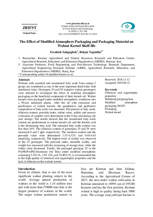 (PDF) The Effect of Modified Atmosphere Packaging and Packaging ...