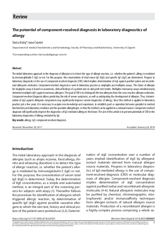 (PDF) The potential of componentresolved diagnosis in laboratory