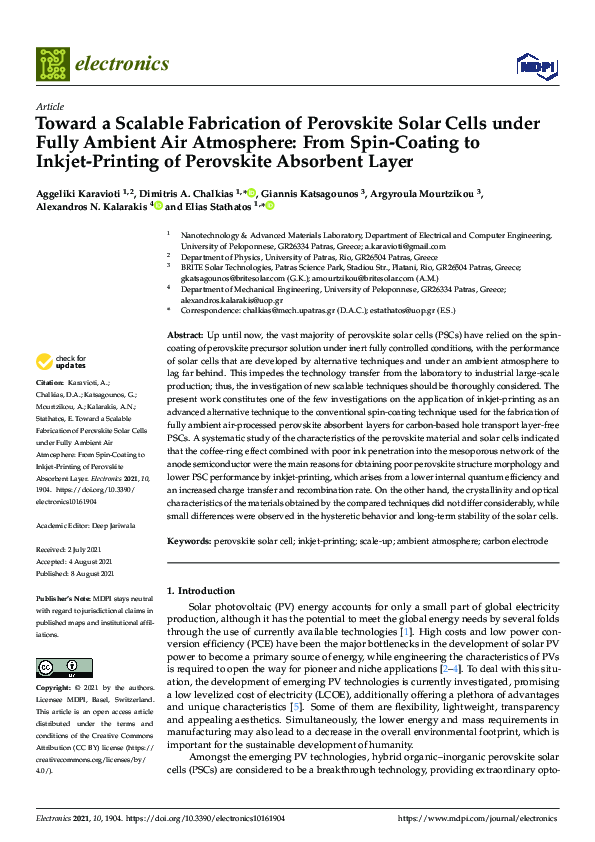 (PDF) Toward a Scalable Fabrication of Perovskite Solar Cells under ...