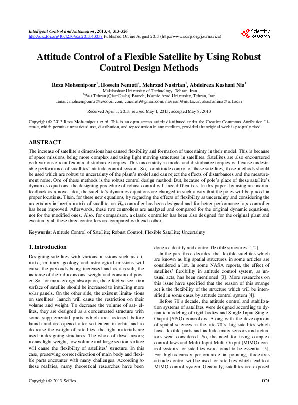 (PDF) Attitude Control of a Flexible Satellite by Using Robust Control ...