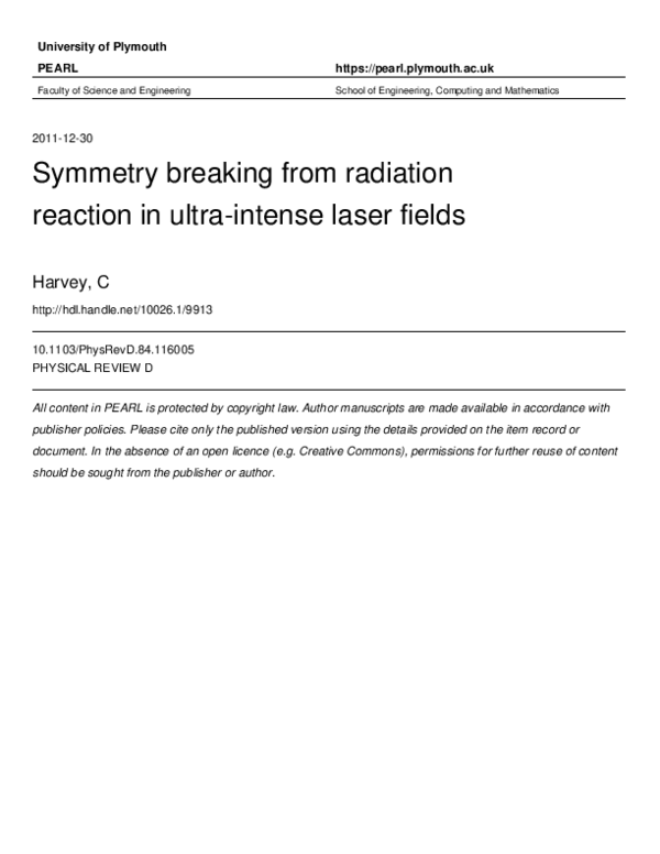 (PDF) O ct 2 01 1 Signatures of Radiation Reaction in Ultra-Intense ...
