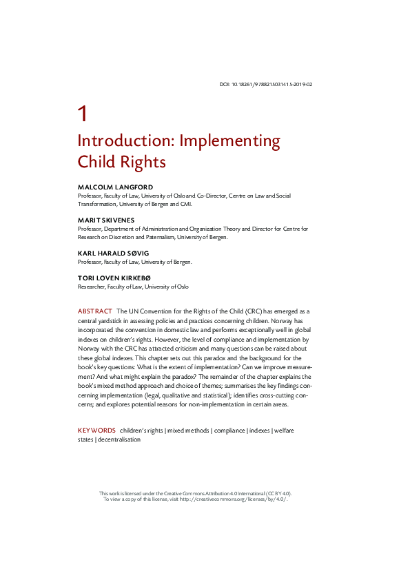(PDF) Introduction: Implementing Child Rights