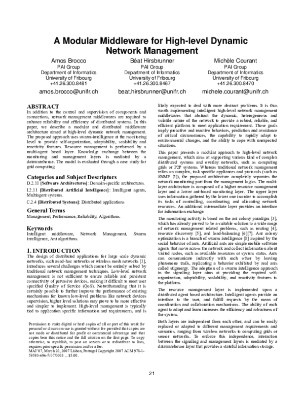 (PDF) A modular middleware for high-level dynamic network management