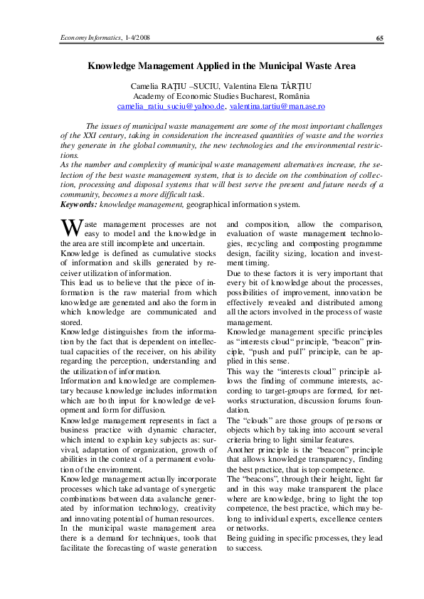 (PDF) Knowledge Management Applied in the Municipal Waste Area