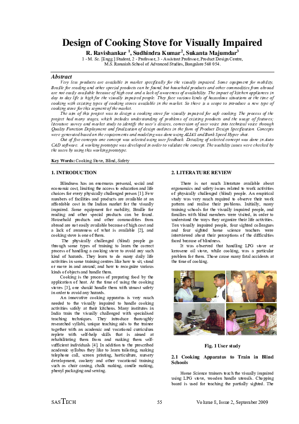 (PDF) Design of Cooking Stove for Visually Impaired Sukanta Majumdar