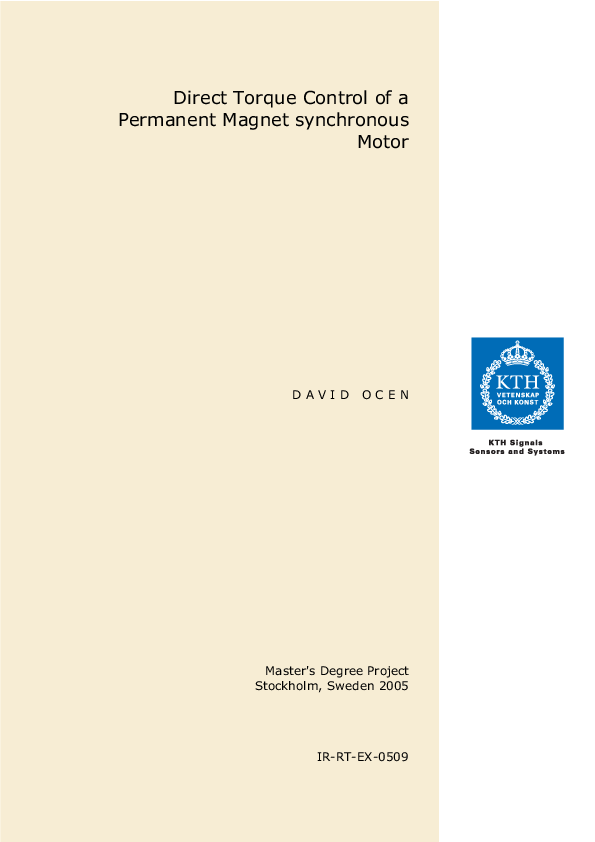 (PDF) The Direct Torque Control of Permanent Magnet Synchronous Motor