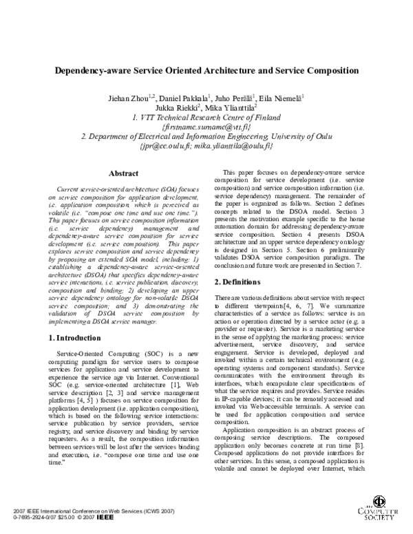 (PDF) Dependency-aware Service Oriented Architecture and Service ...