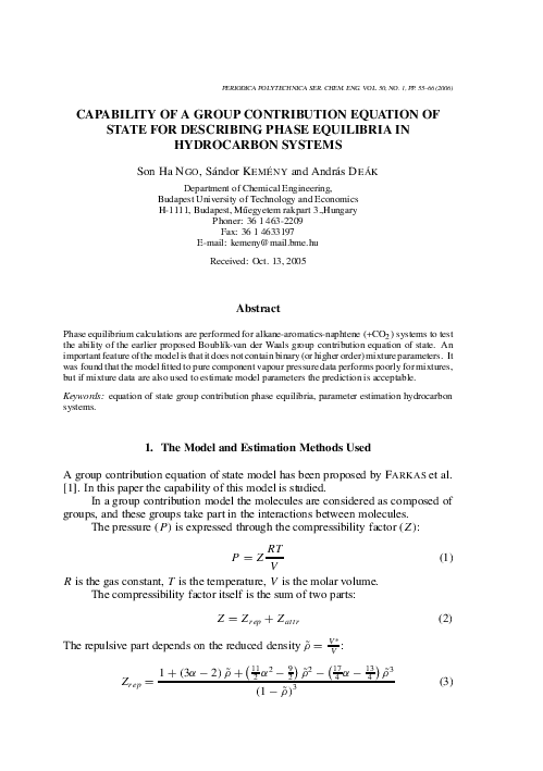 (PDF) Capability of a Group Contribution Equation of State for ...