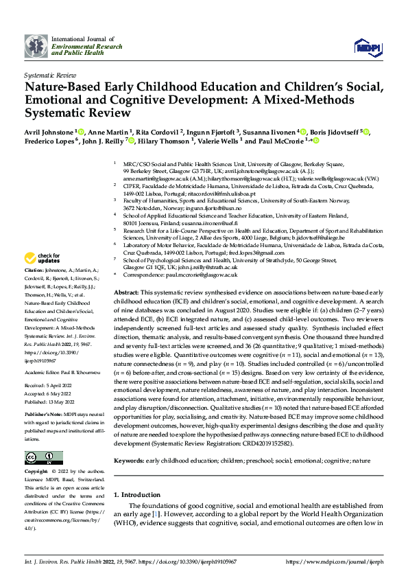 (PDF) Nature-Based Early Childhood Education and Children’s Social ...
