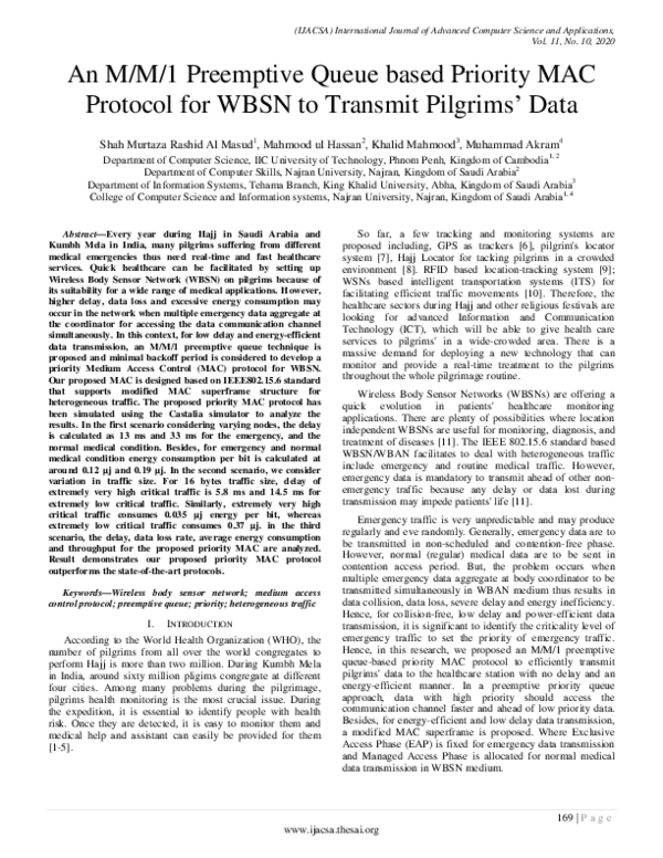 (PDF) An M/M/1 Preemptive Queue based Priority MAC Protocol for WBSN to ...