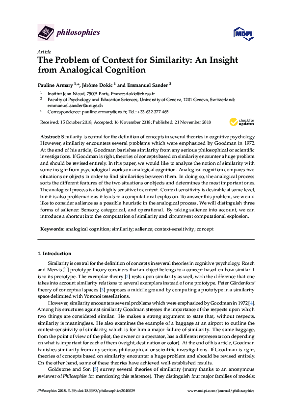 (PDF) The Problem of Context for Similarity: An Insight from Analogical ...
