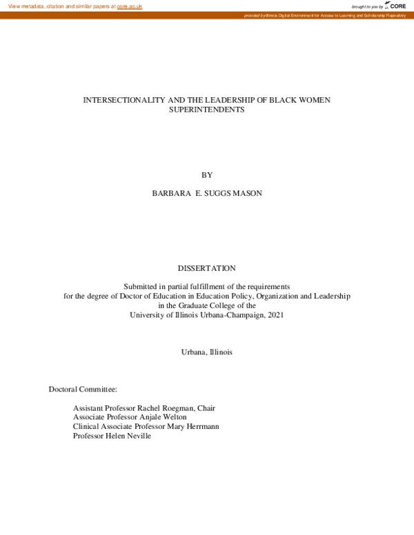 (PDF) Intersectionality and the leadership of Black women superintendents