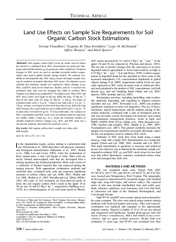 (PDF) Land Use Effects on Sample Size Requirements for Soil Organic ...