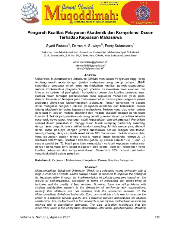 Pengaruh Kualitas Relasi Dosen-Mahasiswa Pengaruh Kualitas Relasi Dosen-Mahasiswa