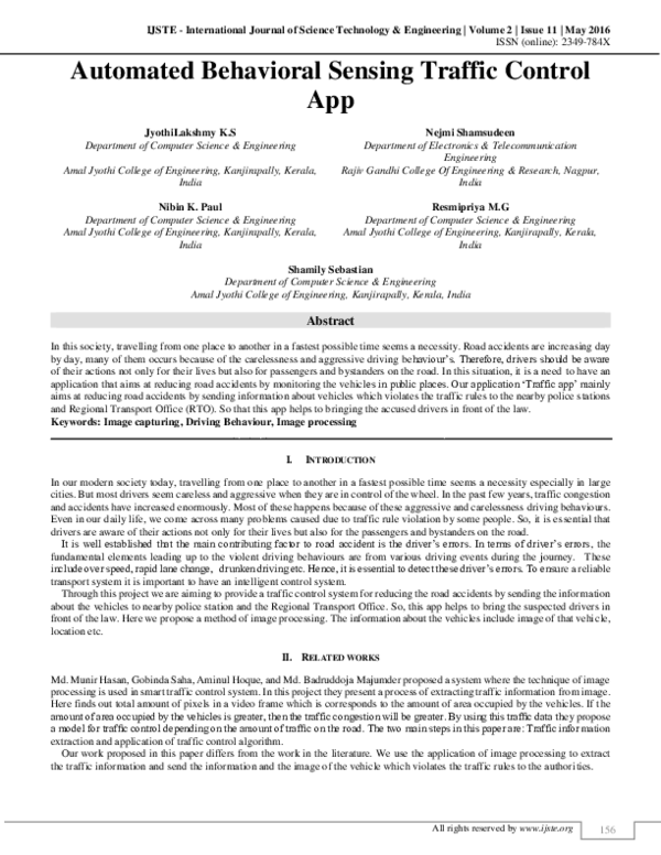 (PDF) Automated Behavioural Sensing Traffic Control App