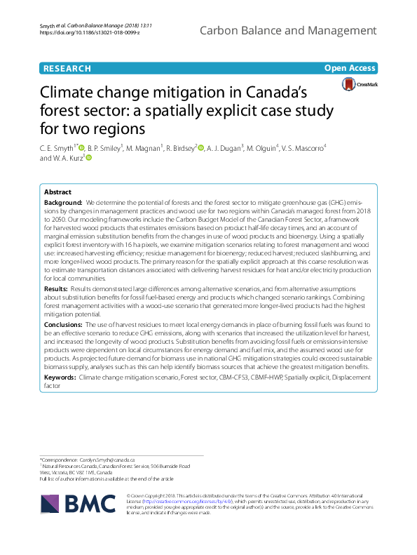 (PDF) Climate change mitigation in Canada’s forest sector: a spatially ...