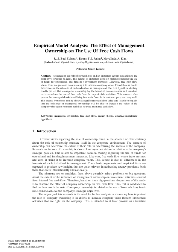 (PDF) Empirical Model Analysis: The Effect of Management Ownership on ...