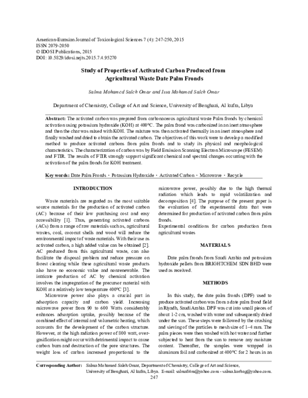 (PDF) Study of Properties of Activated Carbon Produced from ...
