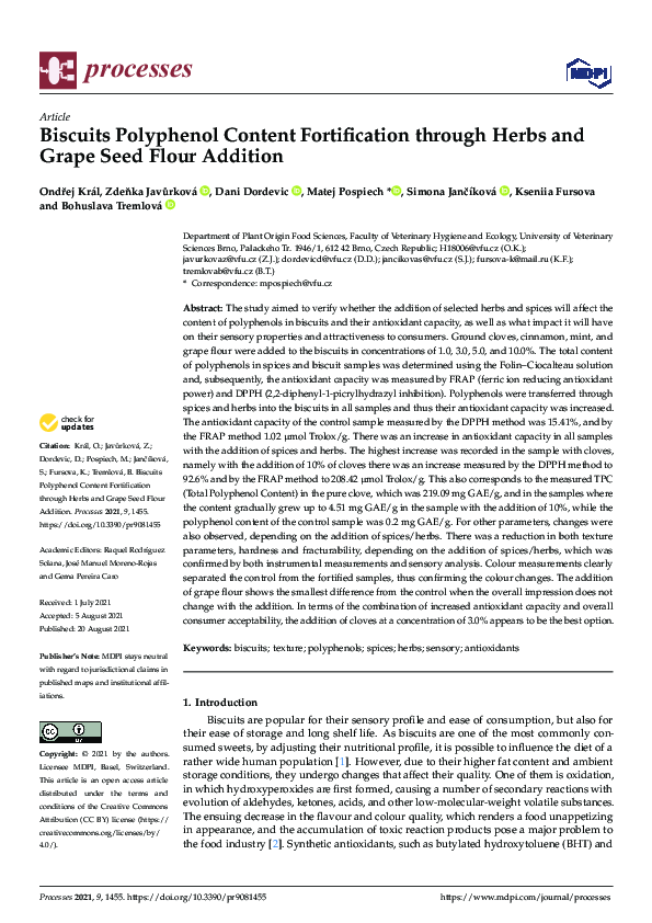 (PDF) Biscuits Polyphenol Content Fortification through Herbs and Grape ...