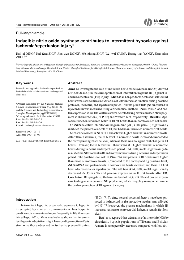 (PDF) Inducible nitric oxide synthase contributes to intermittent ...