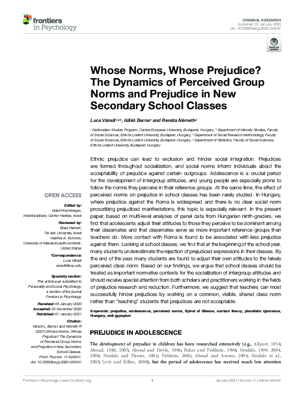 (PDF) Whose Norms, Whose Prejudice? The Dynamics of Perceived Group ...