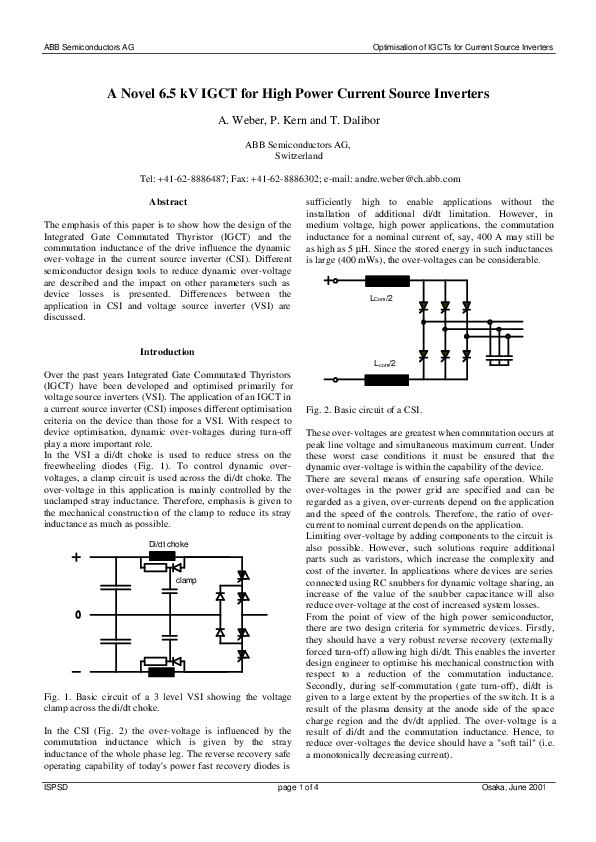 (PDF) A novel 6.5 kV IGCT for high power current source inverters
