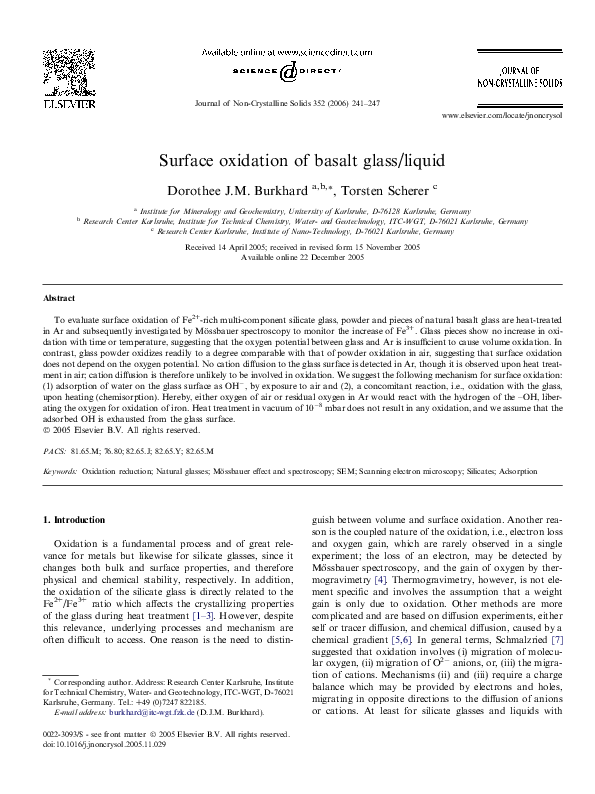 (PDF) Surface oxidation of basalt glass/liquid