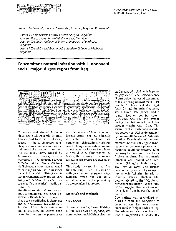 (PDF) Concomitant natural infection with L. donovani and L. major: A ...