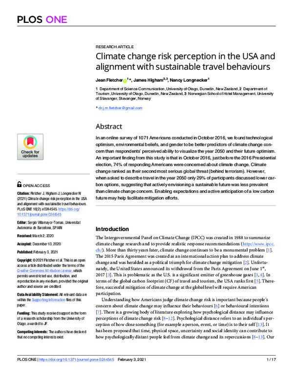 (PDF) Climate change risk perception in the USA and alignment with ...