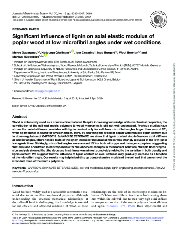 (PDF) Significant influence of lignin on axial elastic modulus of